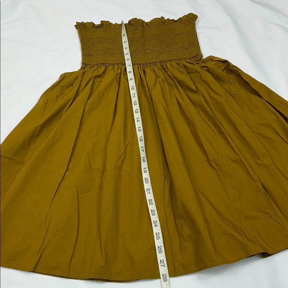 J. Crew Mustard Midi Skirt with Smocked Waist